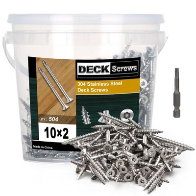 304 Stainless Steel Wood Screws Flat Head T25 Torx Drive Deck Screws 10x2 Inch F