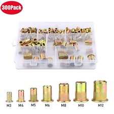 300Pack M3~M12 Mixed Rivnuts Blind Rivet Nuts Kit Threaded Nuts Anti-oxidation