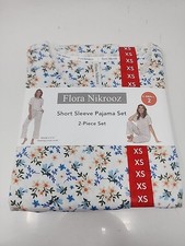 Flora Nikrooz 2-Piece Relaxed Fit Short Sleeve Pajama Set Size XS Ivory