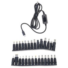 Adjustable Voltages USB C To DC5525 Power Cord With 28 Adapters For Laptops