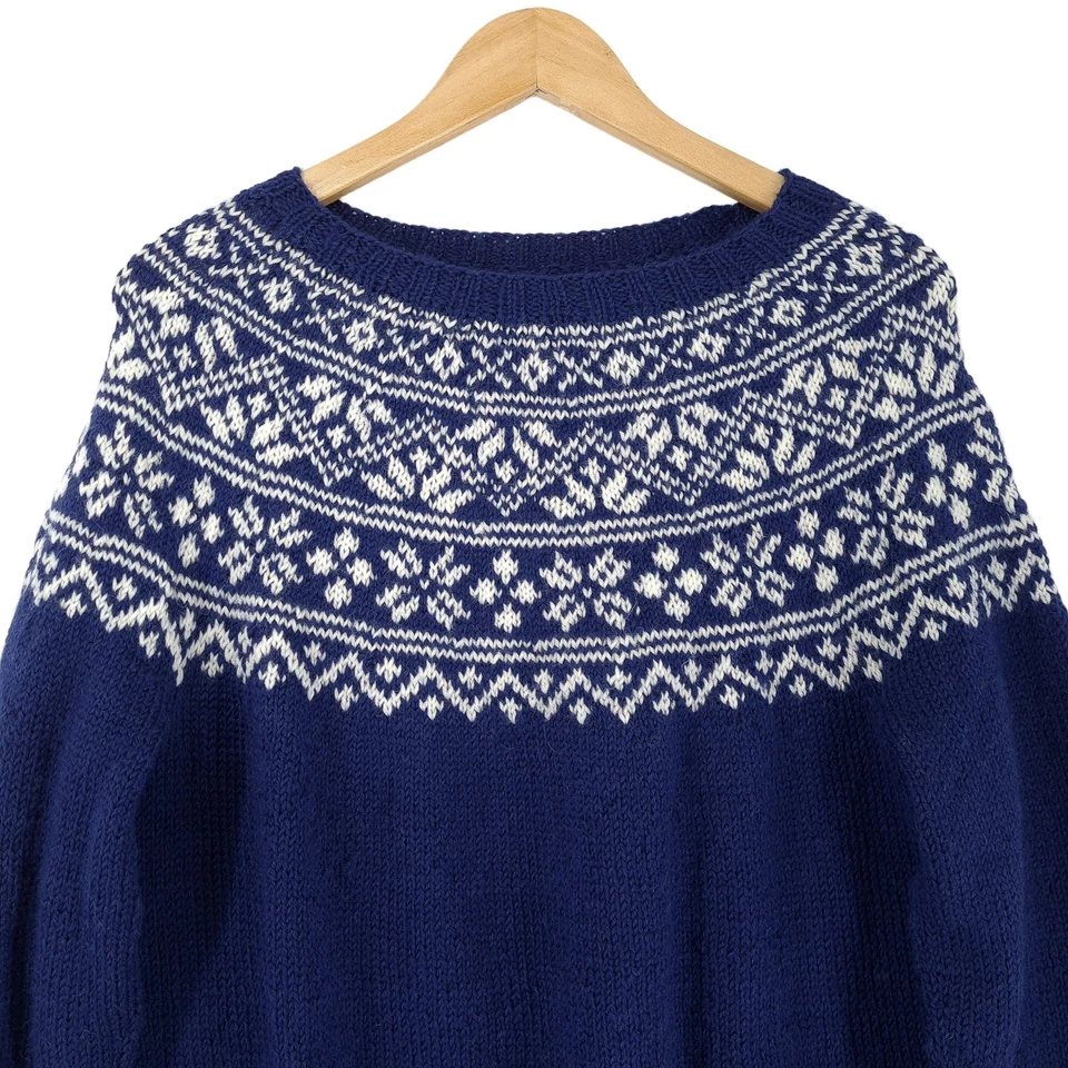 Vintage Nordic Pullover Norwegen Blau Fair Isle Wolle Damen Wd7 Größe XL - Bild 2 von 4