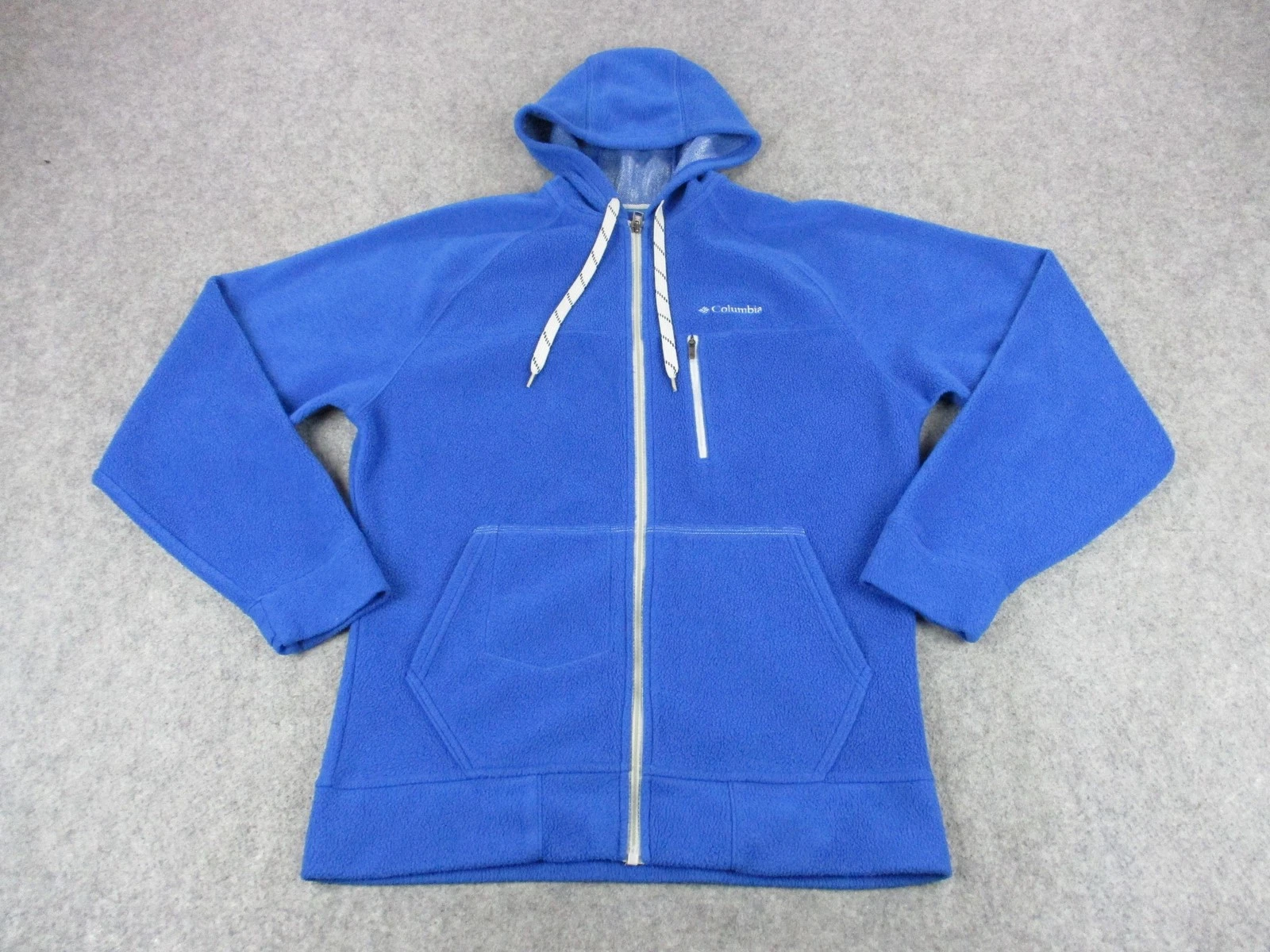 Columbia Jacket Mens Medium Blue Omni-Heat Hooded Full Zip Fleece Outdoors