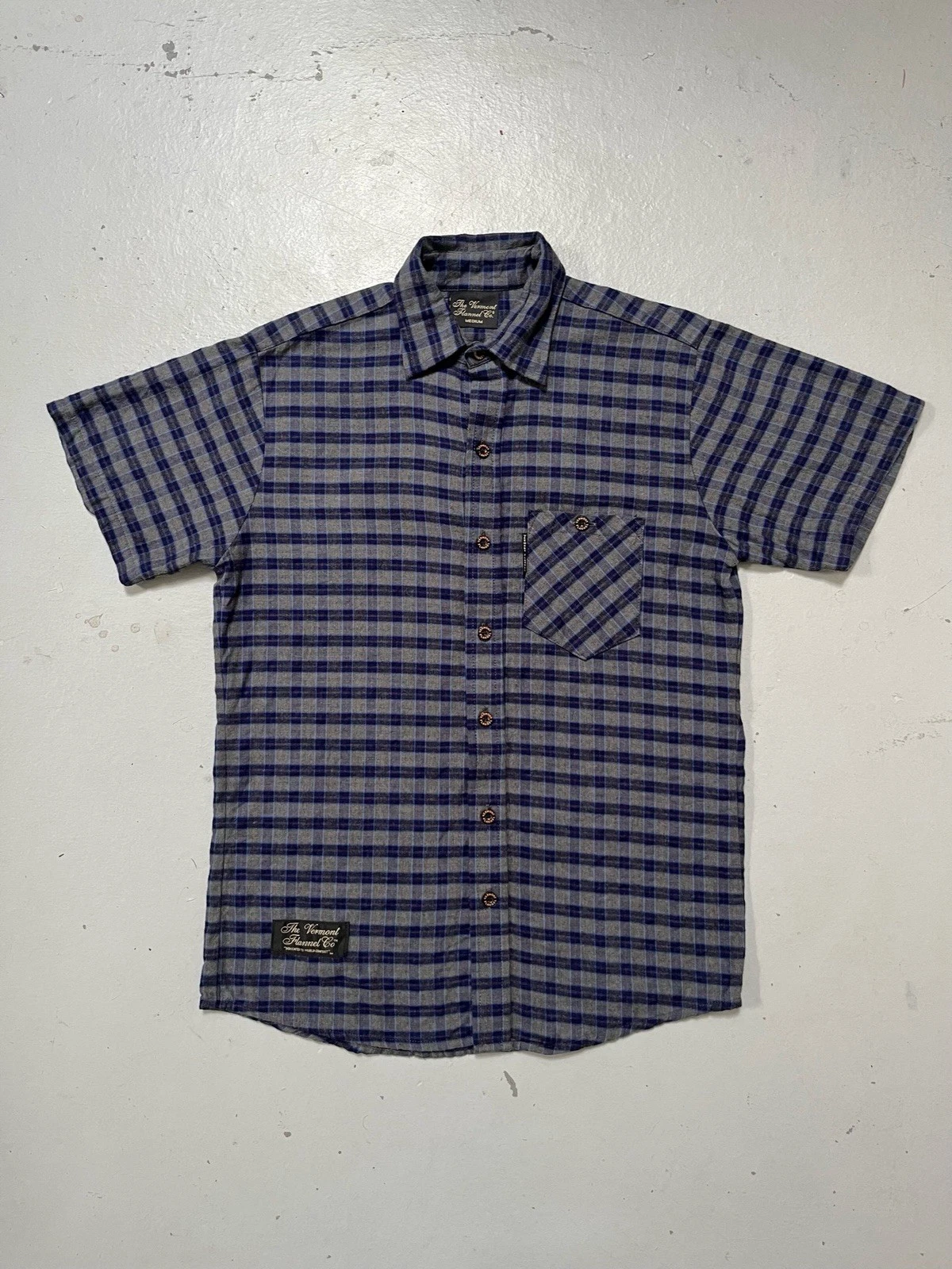 The Vermont Flannel Company Check Plaid Flannel Work S/S Shirt Made In USA M