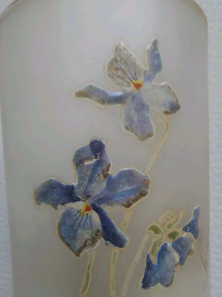 Ancien Verre Émaillé SOUVENIR DE PAU Décor De Pervenches, Legras ? - Photo 3/4