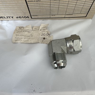 New Hydraulic Adapters Elbow, 90°, Male-Female, Swivel, JIC 6500-16-16