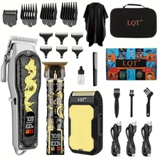 LQT HAIR CLIPPERS 3-PIECE MEN'S PROFESSIONAL CORDLESS HAIRCUTTING - GOLD/BLACK