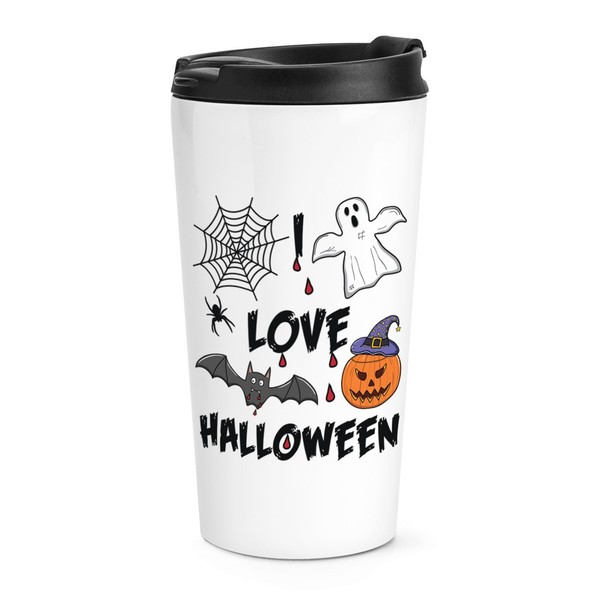 I Love Halloween Reise Becher Tasse Gruselig Geist KüRbis Gruselig Scherz Lustig-image