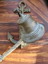 Vtg Anchor Bell Wall Mount Solid Brass Sailor Beach Home Decor Nautical Boat