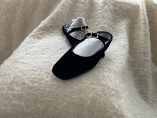 VERA WANG DESIGNER BLACK VELVET MARYJANE SLIDES CRYSTAL BUCKLE ITALY SIZE 10