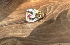 Vintage 18k Yellow Gold Electroplated Amethyst Ring Cubic Zirconia Antique