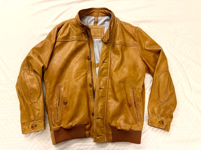 Masimo Dutti Men's Walnut Leather Sheep Jacket Size L (Very Soft)