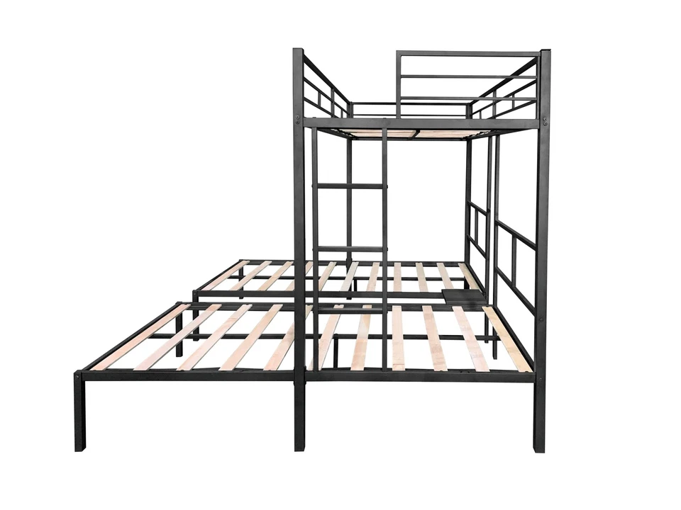 Трехъярусная двухъярусная кровать/прочный металлический каркас/защита от шума/без скрипа/деревянные рейки/нет - Изображение 3 из 4