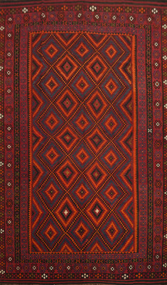 Diamond Wool Kilim Vegetable Dye Living Room Flat weave Reversible Area Rug 8x13