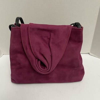 Vintage Hans Koch Ltd Soho New York  Dark Pink /Burgandy Suede  Drawstring Bag