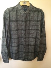 Men's Grey and Black Checked Cotton Shirt Button Down Collar by Easy