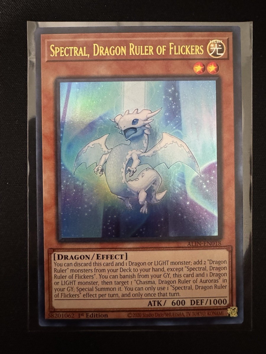 Yu-Gi-Oh! Karte – Spectral, Dragon Ruler Of Flickers (ALIN-EN018) – Ultra Rare – 1. Auflage