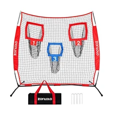 6x6ft Football Training Net, Football Throwing Net with 3 Target Pockets, Por...
