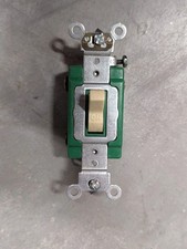 Leviton 30 Amp, 120/277 Volt, Toggle Double-Pole AC Quiet Switch, Extra Ivory