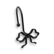 Black Bow Shower Curtain Hooks, 12 Pack Decorative Metal Rust Proof Shower Cu...