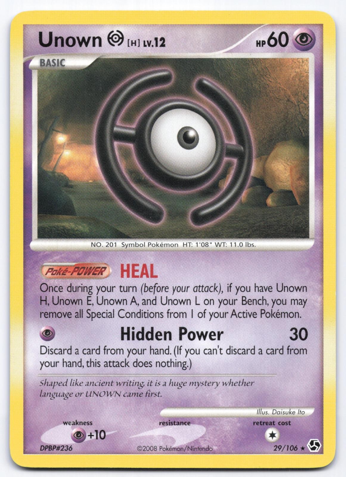 Unown [H] 29/106 Great Encounters Non-Holo Pokemon Card Daisuke Ito LP PC221