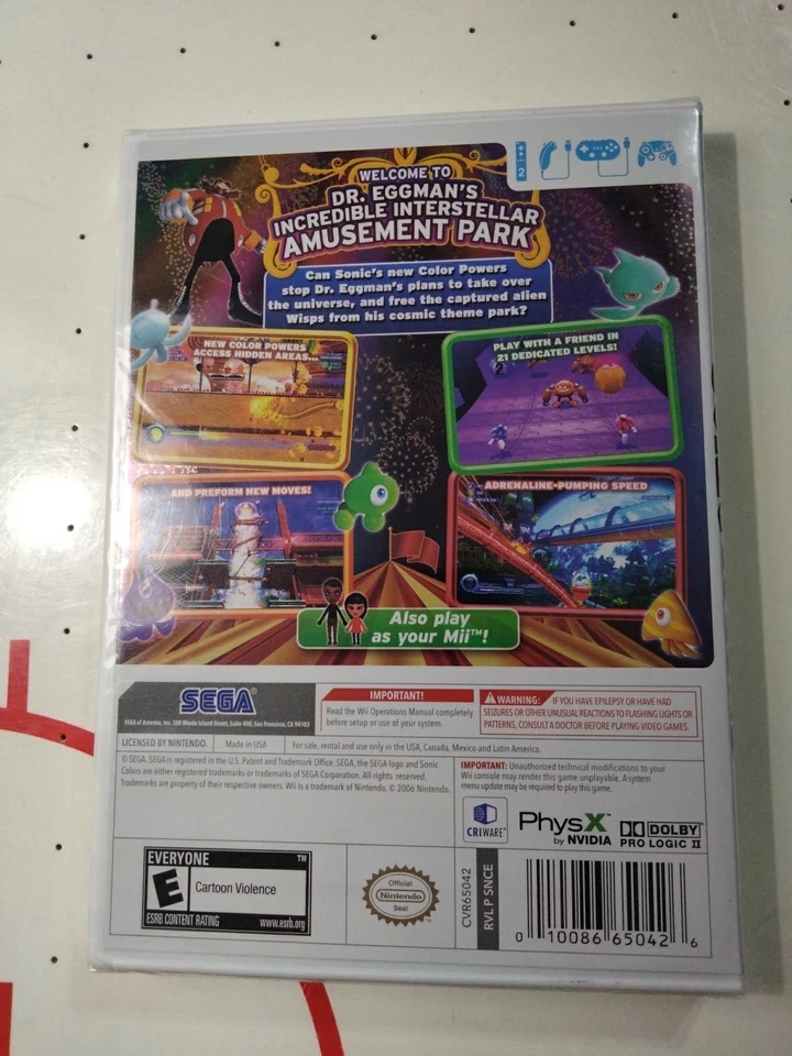 SONIC COLORS Nintendo Wii BRAND NEW! Factory Sealed NIB NIP 🦔 - Image 2 of 4