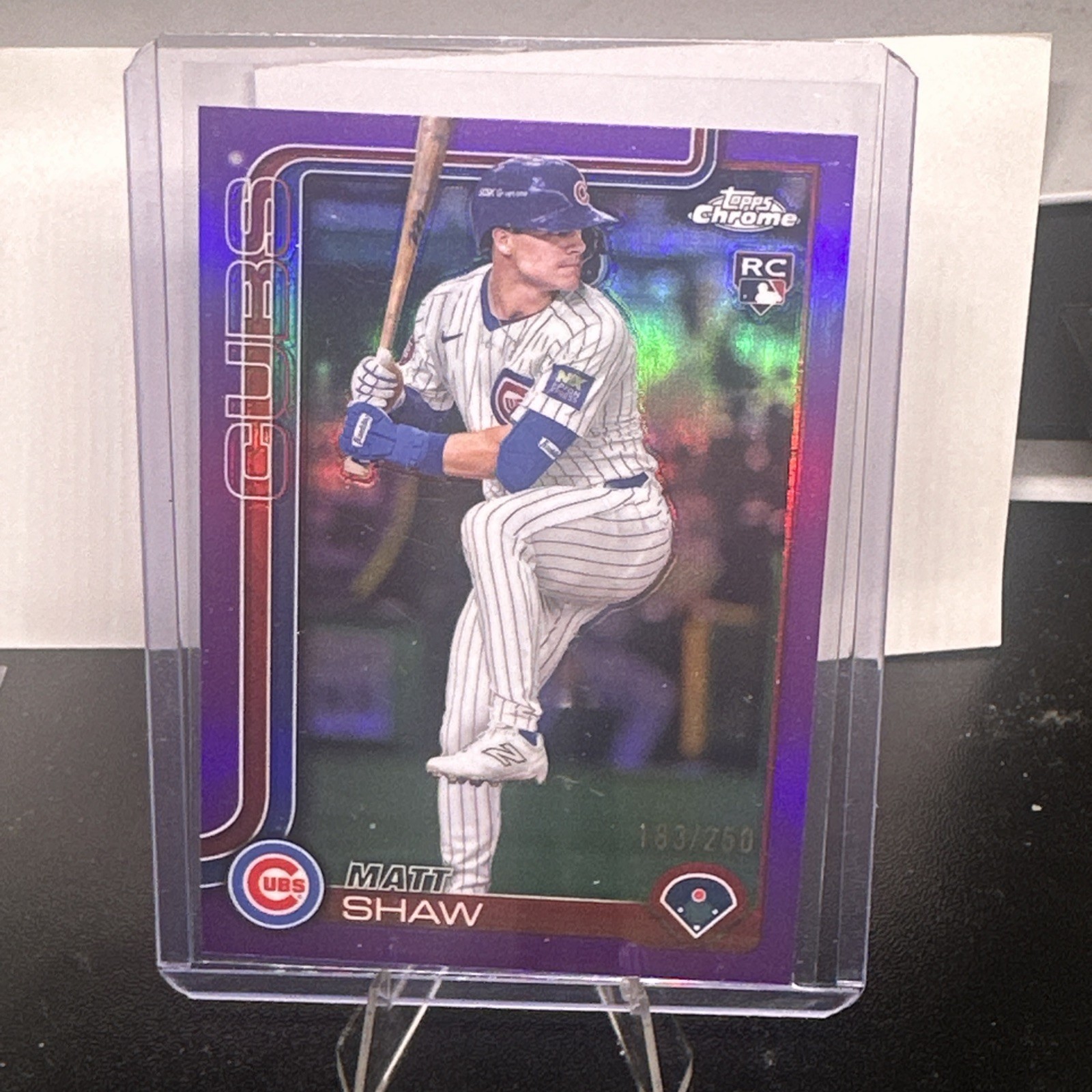 2025 Topps Chrome - Matt Shaw #219 Purple Refractor Rookie /250 RC SP Cubs