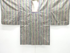 7800877: JAPANESE KIMONO / MICHIYUKI COAT / TSUMUGI / WOVEN STRIPE