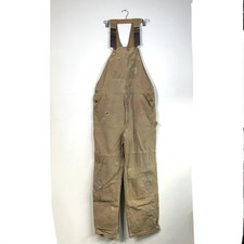Carhartt Double Knee R01 Duck Bibs Overalls Mens 40x34 Tan Unlined Distressed