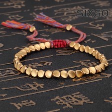 Handmade Tibetan Buddhist Bracelets on Hand Braided Copper Beads Rope Bracelet