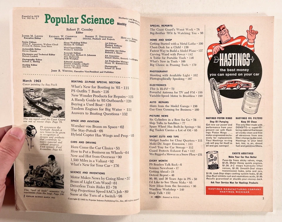 1963 Mar POPULAR SCIENCE Geosynchronous Satellites PIASECKI HELICOPTER boating - Image 4 of 4