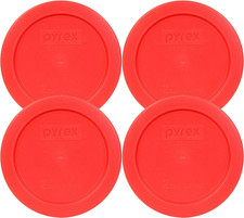 Pyrex 7200-PC 2-Cup Red Food Storage Replacement Lid (4-Pack) - Made in USA