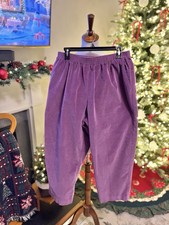 Vintage Alfred Dunner Purple Pull On Corduroy Pants Elastic Waist