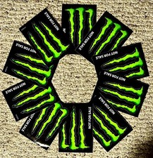 Monster Energy Drink-Logo Decal Sticker-3 x4 Black/Green-10pc. Lot-New