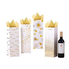 12 Pack of Wine Gift Bag with Gold Tissue Paper, Bags Bulk for Wine Bottles, ...