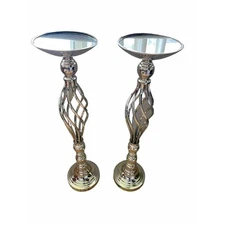 Large Floor Standing Silver Chrome Mirrored Stand Bundle Set Of 2 Home Decor