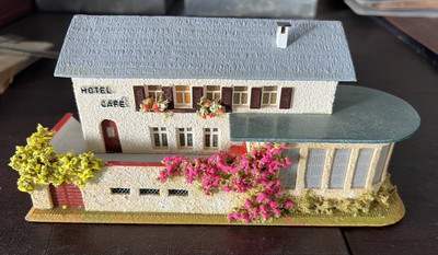 Vintage Faller Model Germany Hand Painted Wood Model Building Hotel Cafe 231