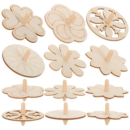 Lot De 4 Toupies En Bois – Colorées, 8x8 Cm, éducatives, Anti-stress, Pour Enfants, Jeu Parental, Créatives