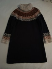 Madewell Black w/ Rust & Cream Wool Turtleneck Sweater Dress Size Small