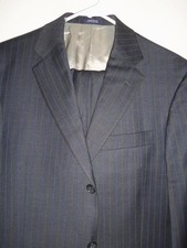 SA158- NEW Hart Schaffner Marx LIGHT SILKY WOOL DARK GRAY STRIPE SUIT - 38R