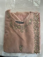 Organza Embroidered Pink kurti Size M
