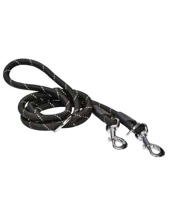 Guinzaglio Trekking Cane Walk Croci 3 Posizioni | Nylon Nero Rinforzato