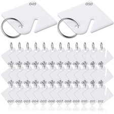 50 Pcs Key Tags White Plastic Hanging Tags with Metal Spring O Rings Clip Key...