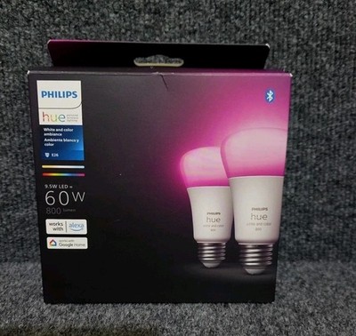 Philips Hue Smart Light A19 Bulbs - 60W, Multicolor, Pack of 2  **NEW**