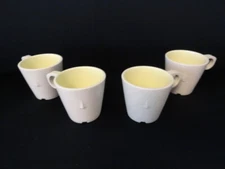 Lot of 4 Vintage Ivory Melamine Melmac Plastic Stack-able Coffee Mugs Texas Ware