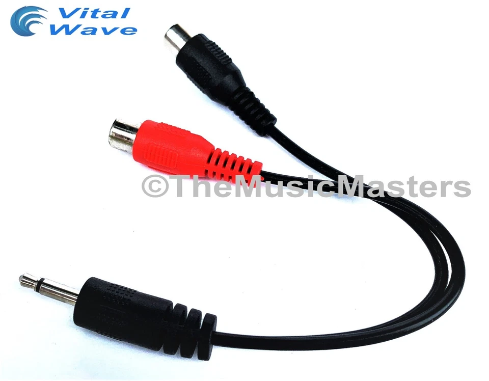 6 inch 3.5MM (1/8") Mono Male to Dual RCA Female Jacks Audio Cable Wire VWLTW - Image 3 of 4