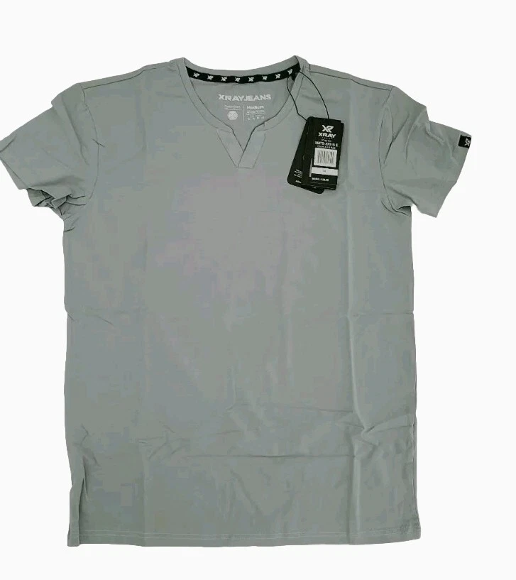 X RAY T-shirt Uomo In Cotone Elasticizzato, Scollo A V, Slim Fit, Colore Unito, Manica Corta
