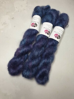 Handgefärbtes Kid Mohair Seide Garn, Lace Gewicht, 50g, BLUEBERRY