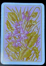 EW184 Swap Playing Card 1 OLD ENGLISH WIDE  FLOWERS & LEAVES HERRINGBONE