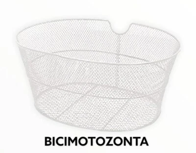 CESTINO FERRO OVALE ANTERIORE BICICLETTA CESTO BICI 38x29x19cm BIANCO ROBUSTO