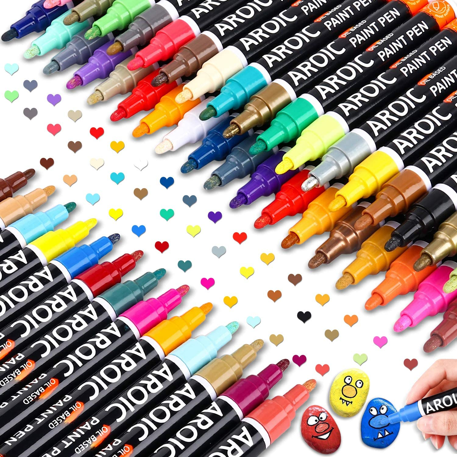 48-Color Paint Pens for Rock Painting & DIY Crafts - Vibrant, Permanent Markers for Any Surface-image